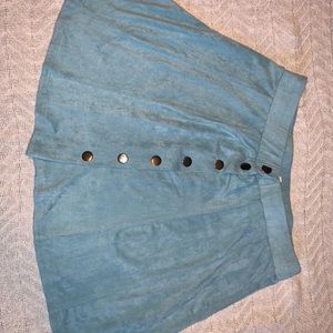 Cute blue full button up suede skirt